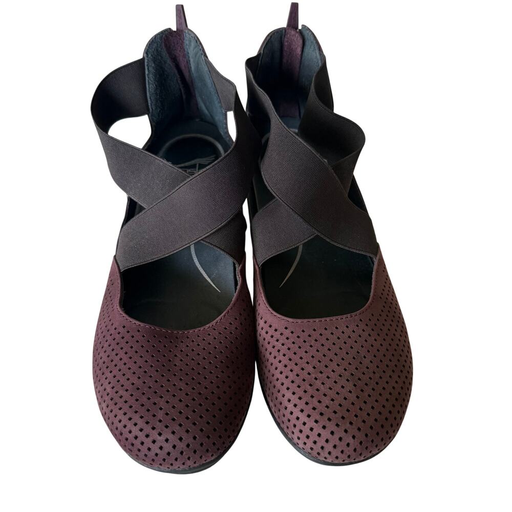 Dansko Laura Mary Jane flats in a perforated plum nubuck leather